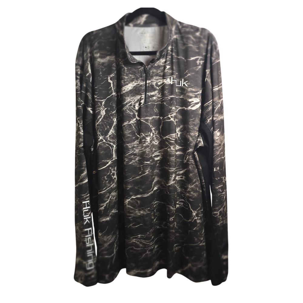 Huk Fishing Performance‎ Long Sleeve Shirt XXXL Pullover Marble Camo Water Print